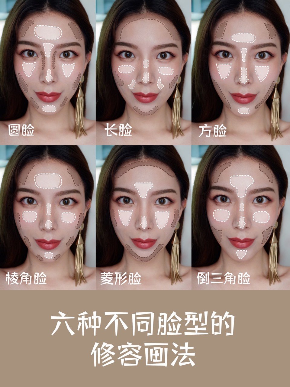 修容画对堪比整容6种不同脸型的修容画法保姆级教程