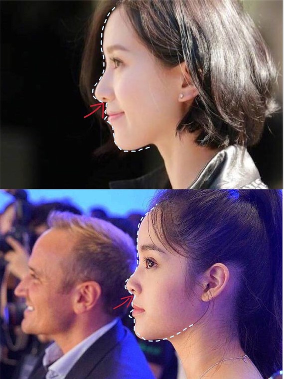 图片里她和古力娜扎坐在一起两人正好都是大侧脸,"没有对比就没有伤害