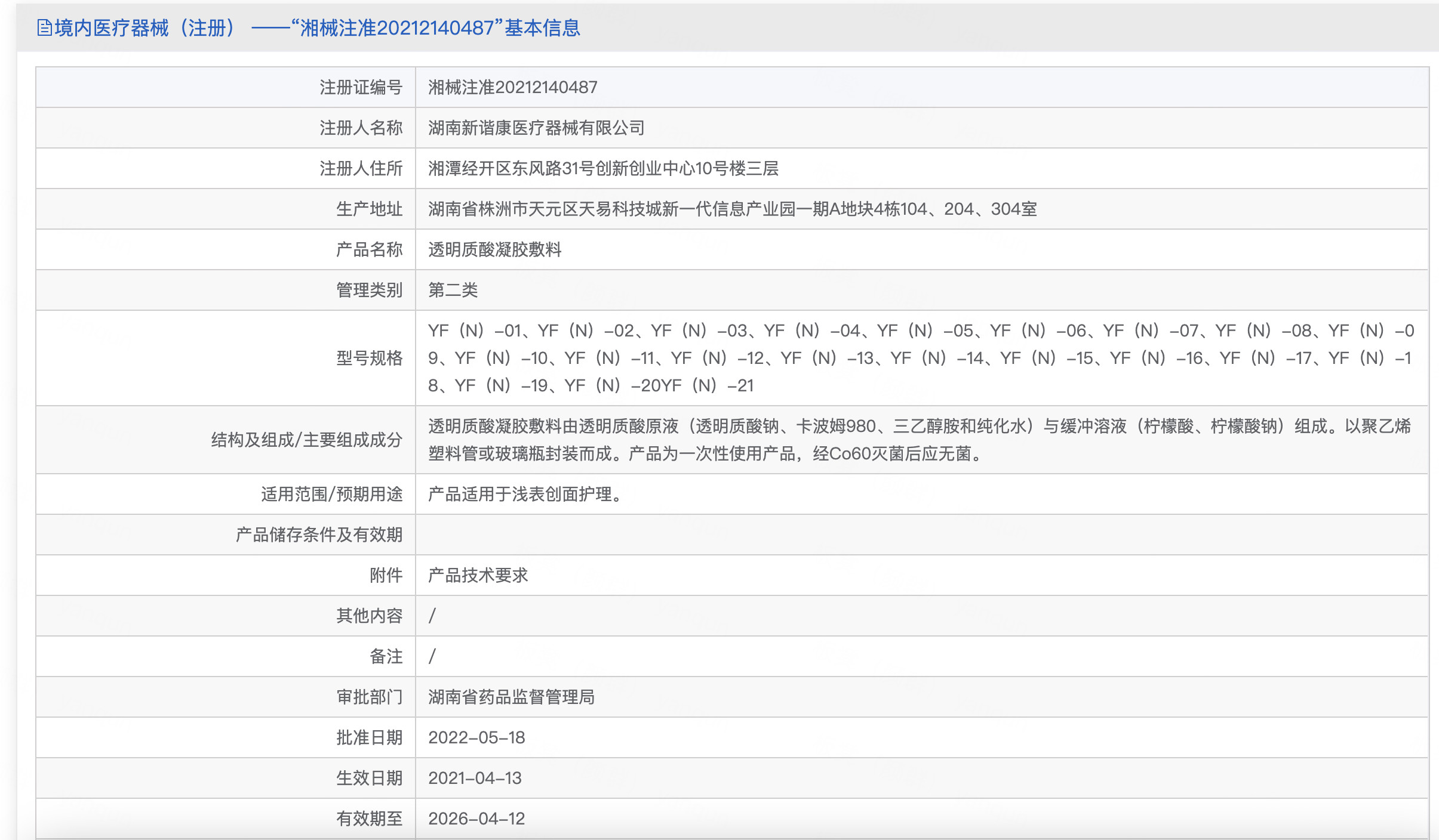 嘉纳·哈波蒂透明质酸凝胶敷料5g