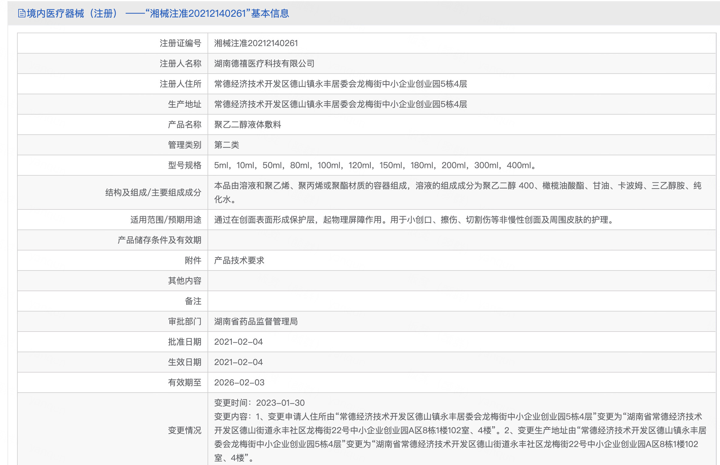 嘉纳·哈波蒂聚乙二醇液体敷料