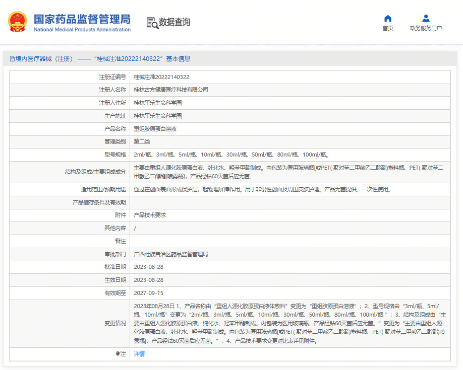 重组人源化胶原蛋白敷料