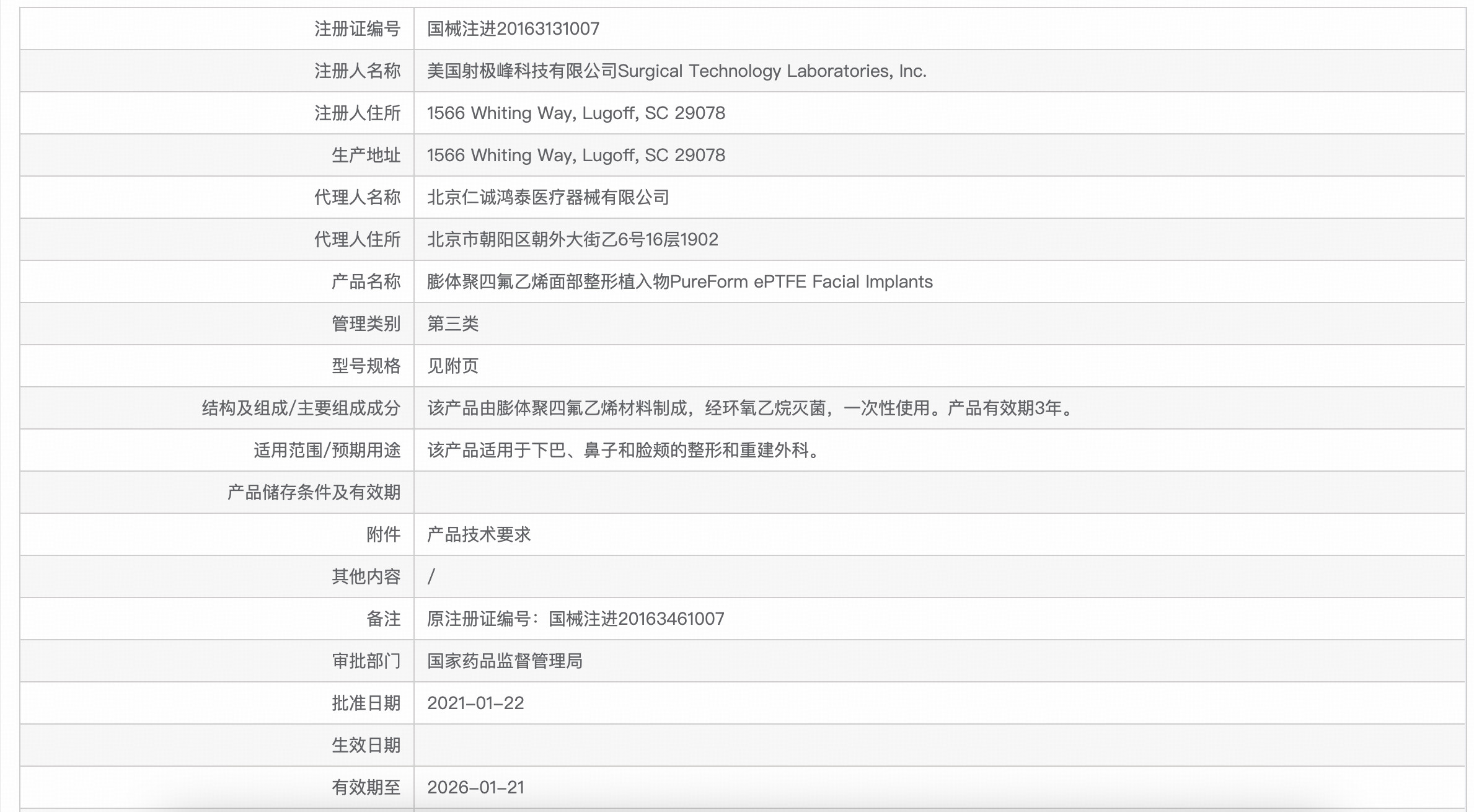 美国射极峰鼻假体