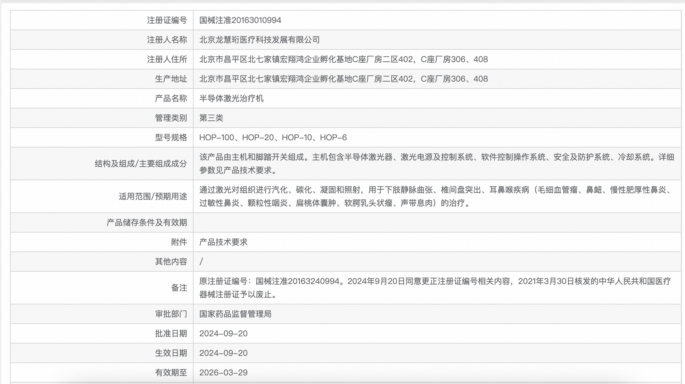 龙慧珩半导体激光治疗机