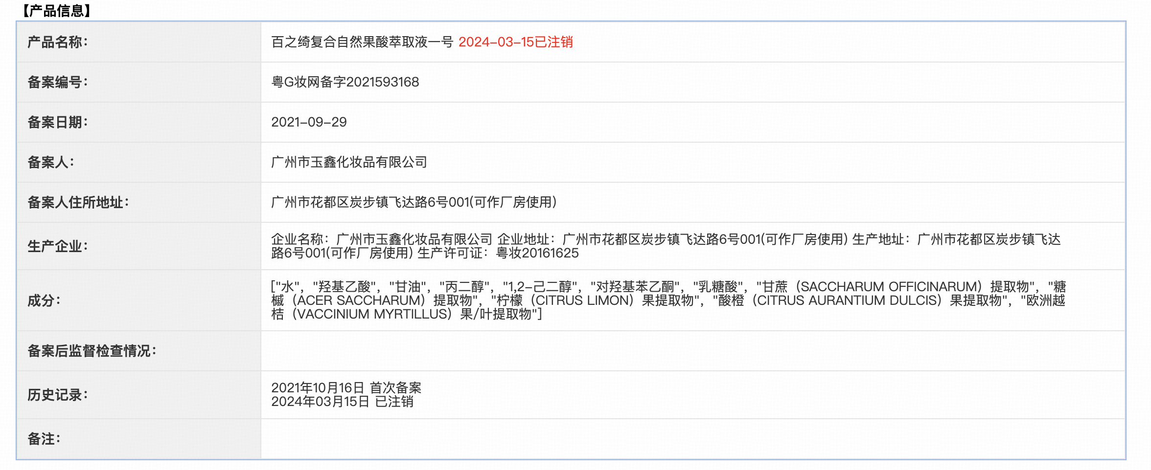 百之绮复合自然果酸萃取液一号