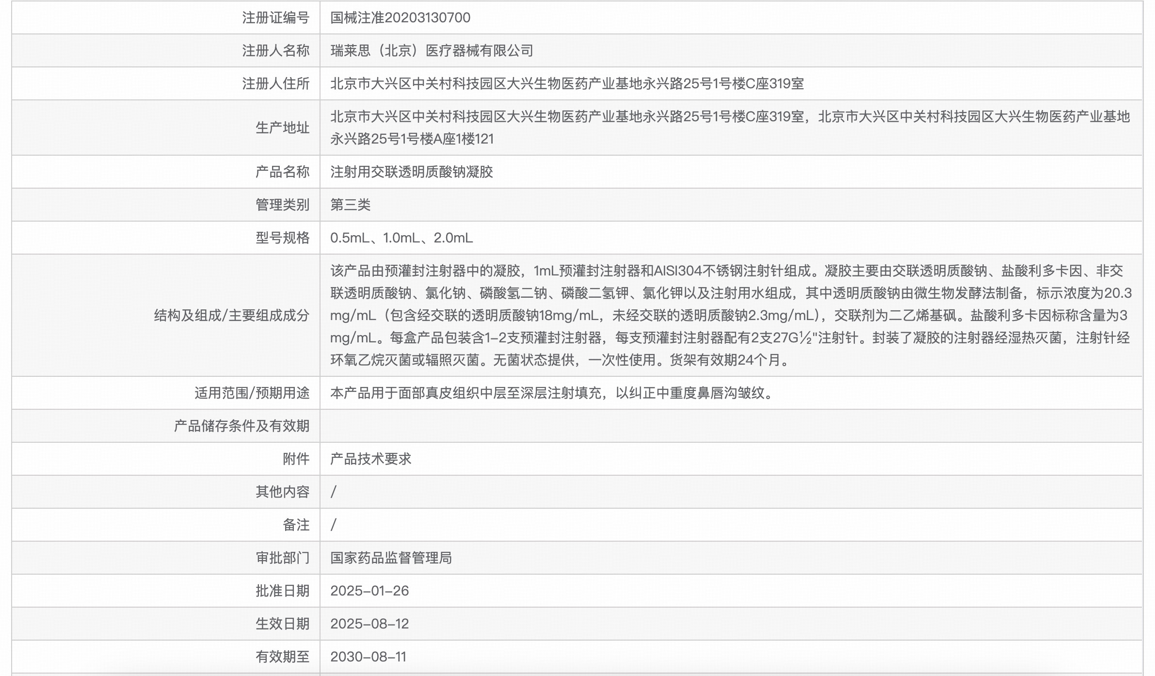 禧善注射用交联透明质酸钠凝胶