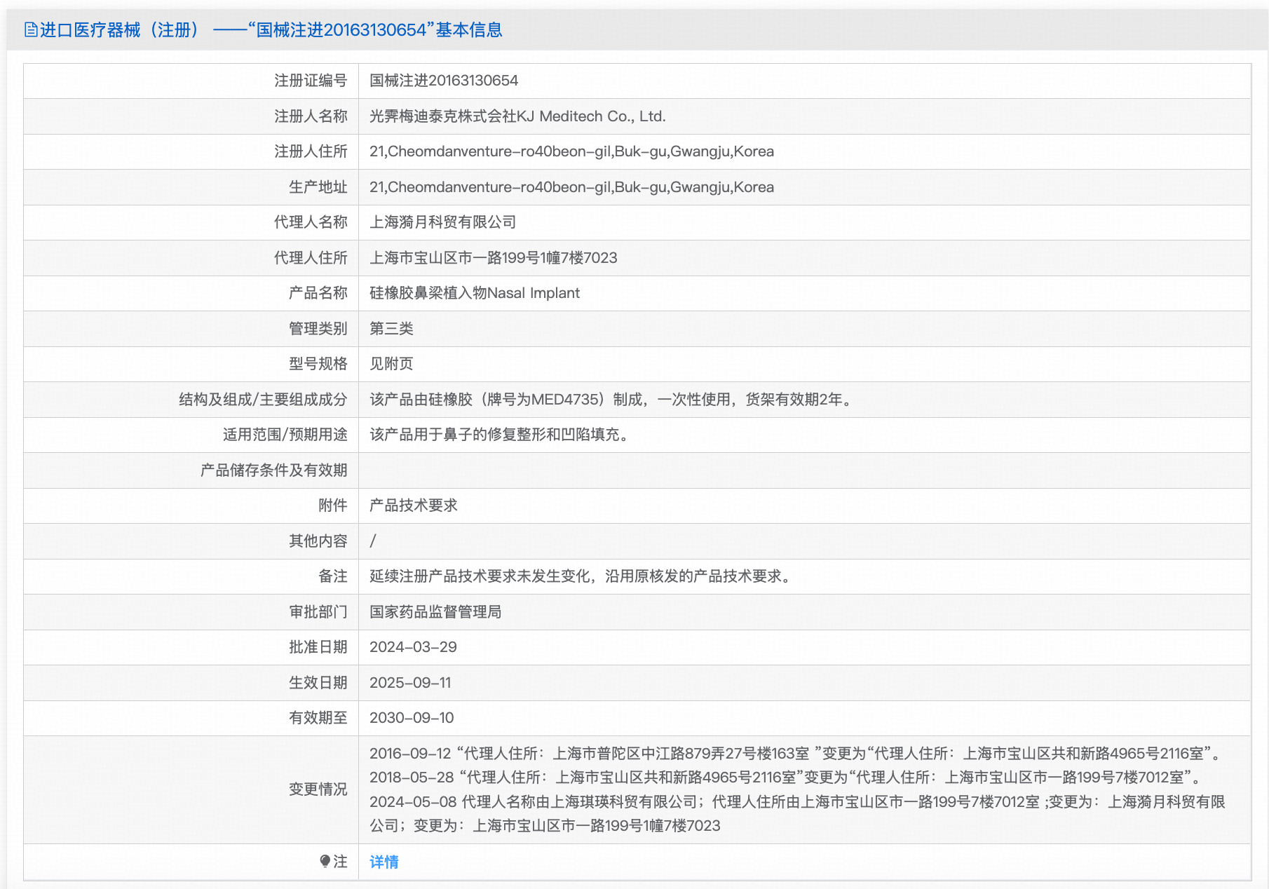 韩士生科鼻假体