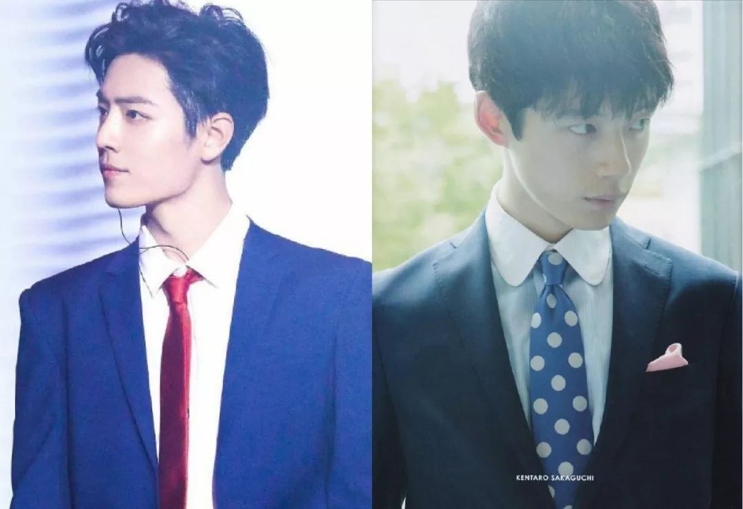 左肖战,右坂口健太郎,两人的气质类型很像,自带冷色调的高冷禁欲美