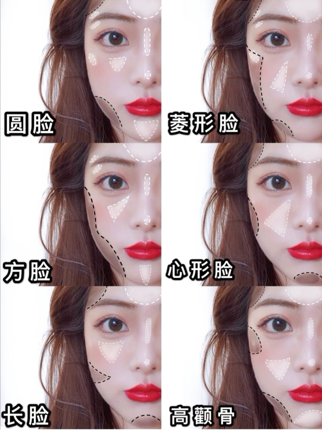 不同脸型修容高光画法!显脸小教程