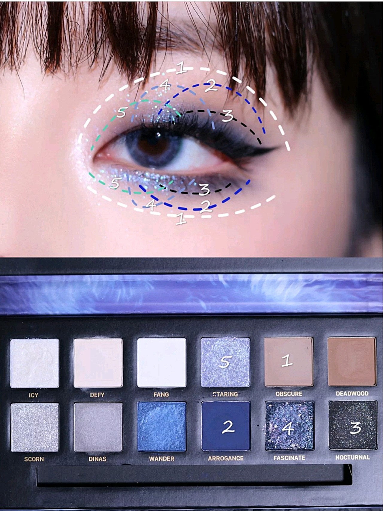 单眼皮motd蓝色超美小烟熏眼妆60