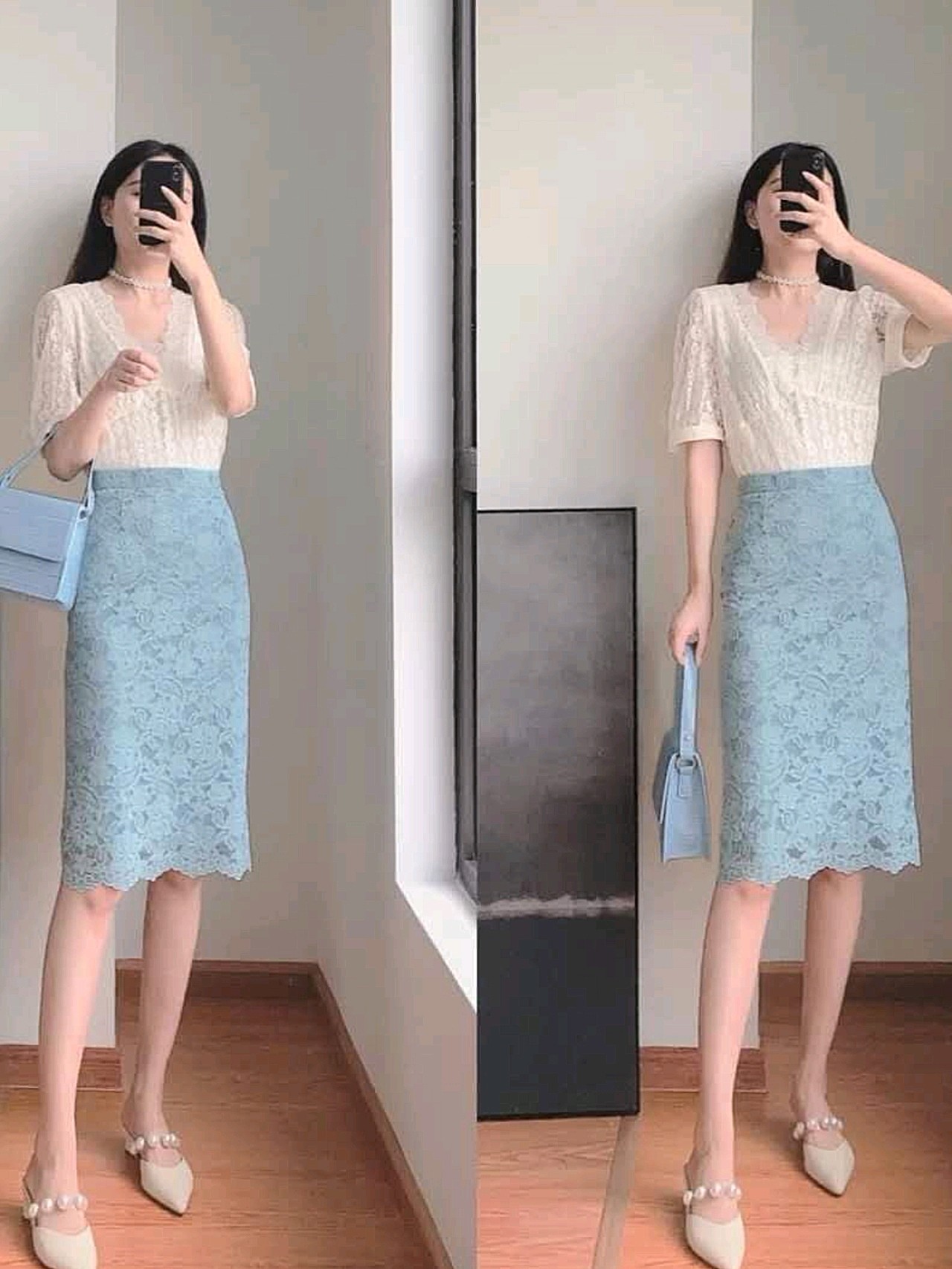蕾丝半裙如何搭配上衣,你get到了吗