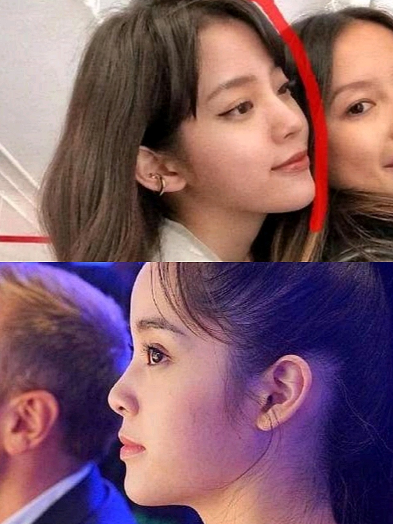 娜比的侧颜一直都是"一言难尽"的,面中部扁平,鼻梁塌.