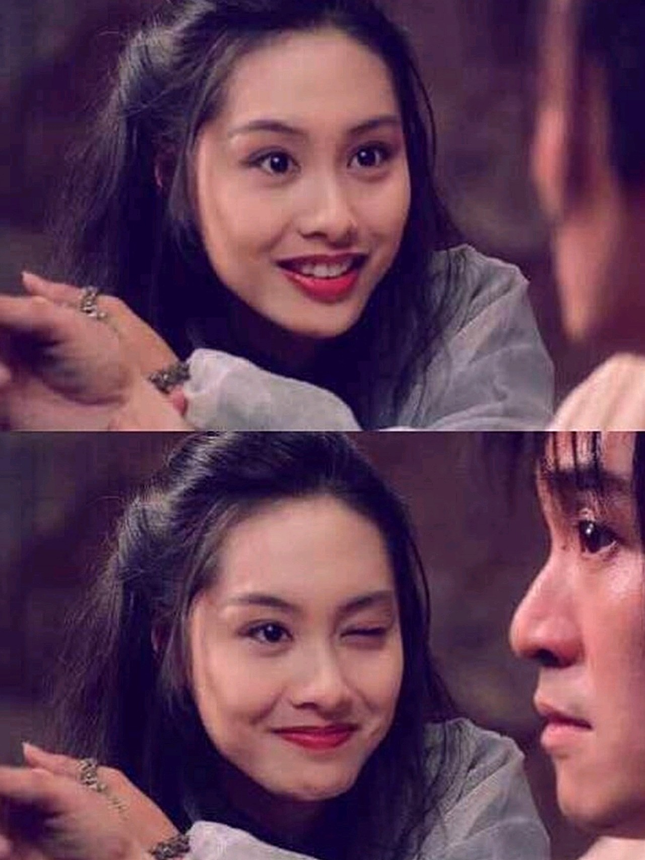 这部电影讲的是至尊宝和紫霞仙子的爱情故事,朱茵所扮演的紫霞仙子一