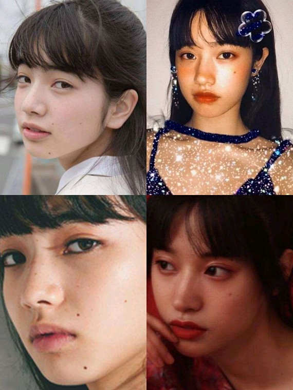 小松菜奈的脸相对短一些,而段小薇的脸比较长.