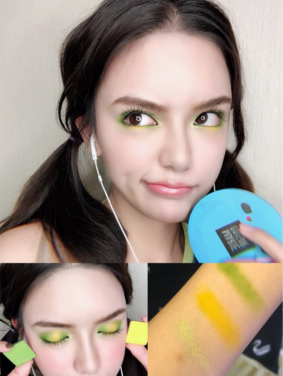 inglot黄绿单色眼妆夏天一起做个酸甜的小青柠吧