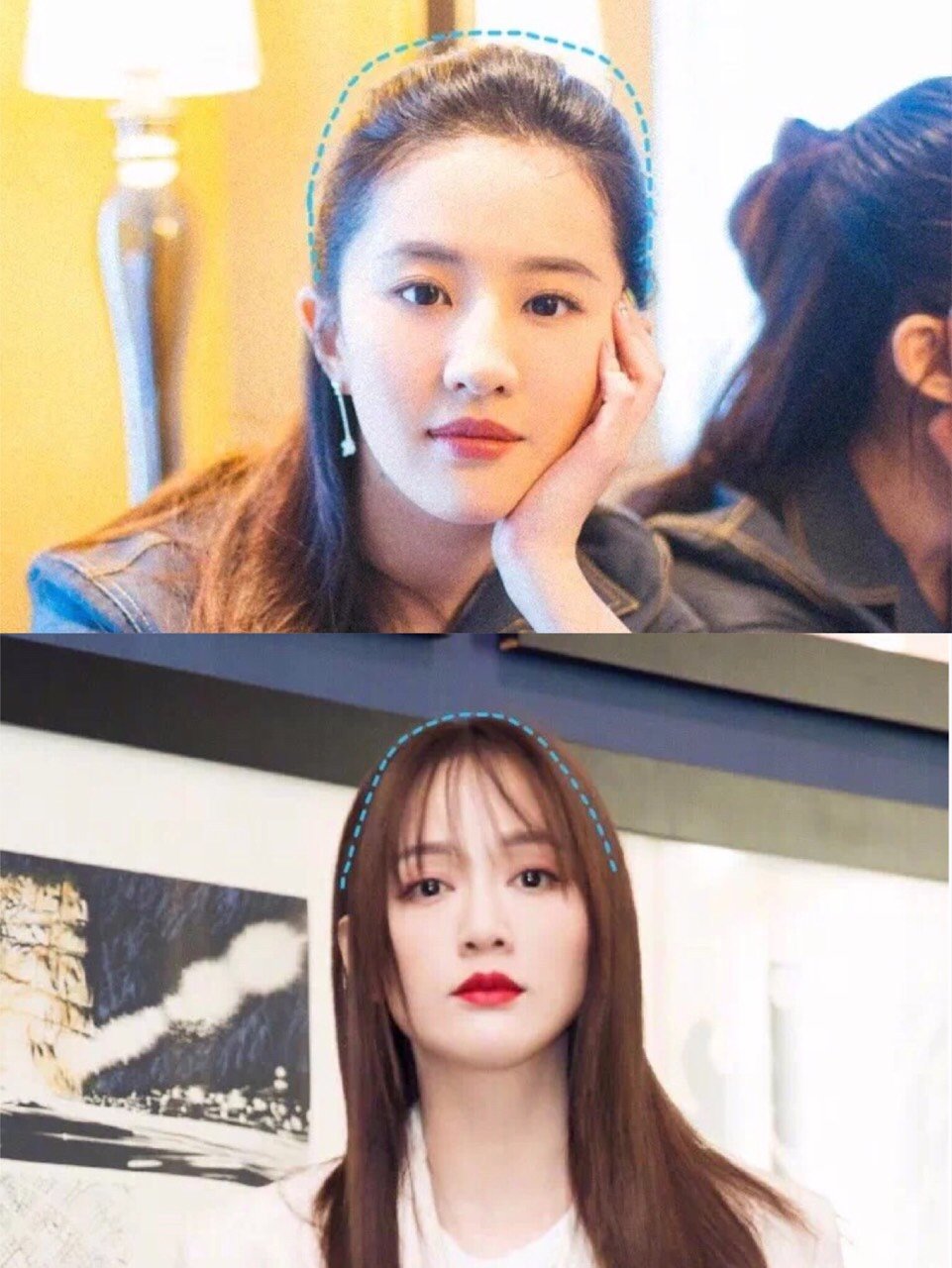 刘亦菲最大的优势就是颅顶高度优秀 头骨颞骨饱满(俗称头包脸) 面部