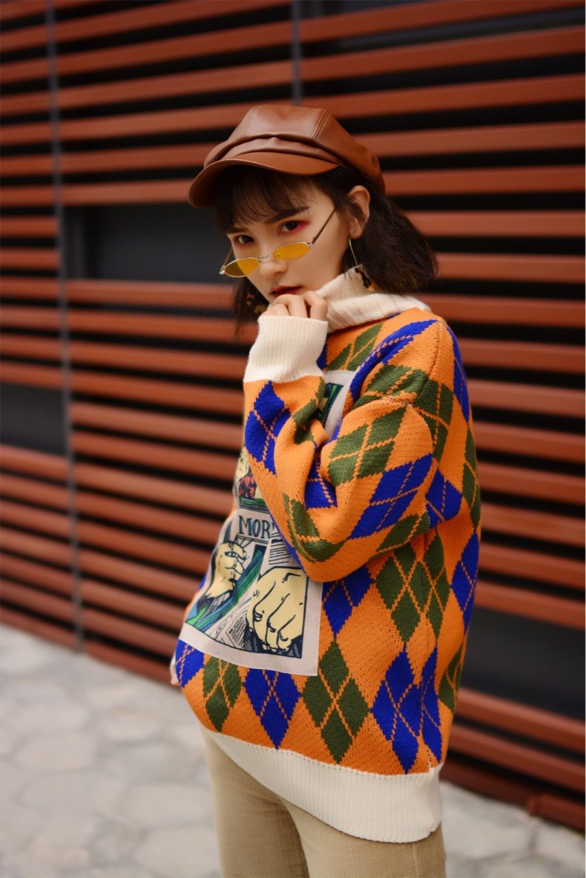 高美商穿搭||时髦利器印花毛衣,复古文艺学院风!