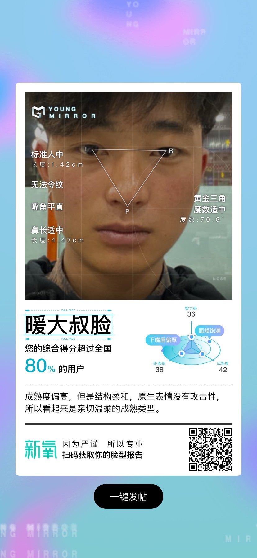 魔镜测脸 成熟度偏高,但是结构柔和,原生表情没有_圈子-新氧美容招挝