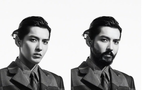 吴亦凡,吴亦凡加上胡子之后,摩登感更足了,感觉他就是那种自带时尚