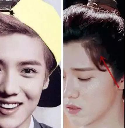 找到额角,拨出一丢丢上方的头发,竖着剪刀剪.