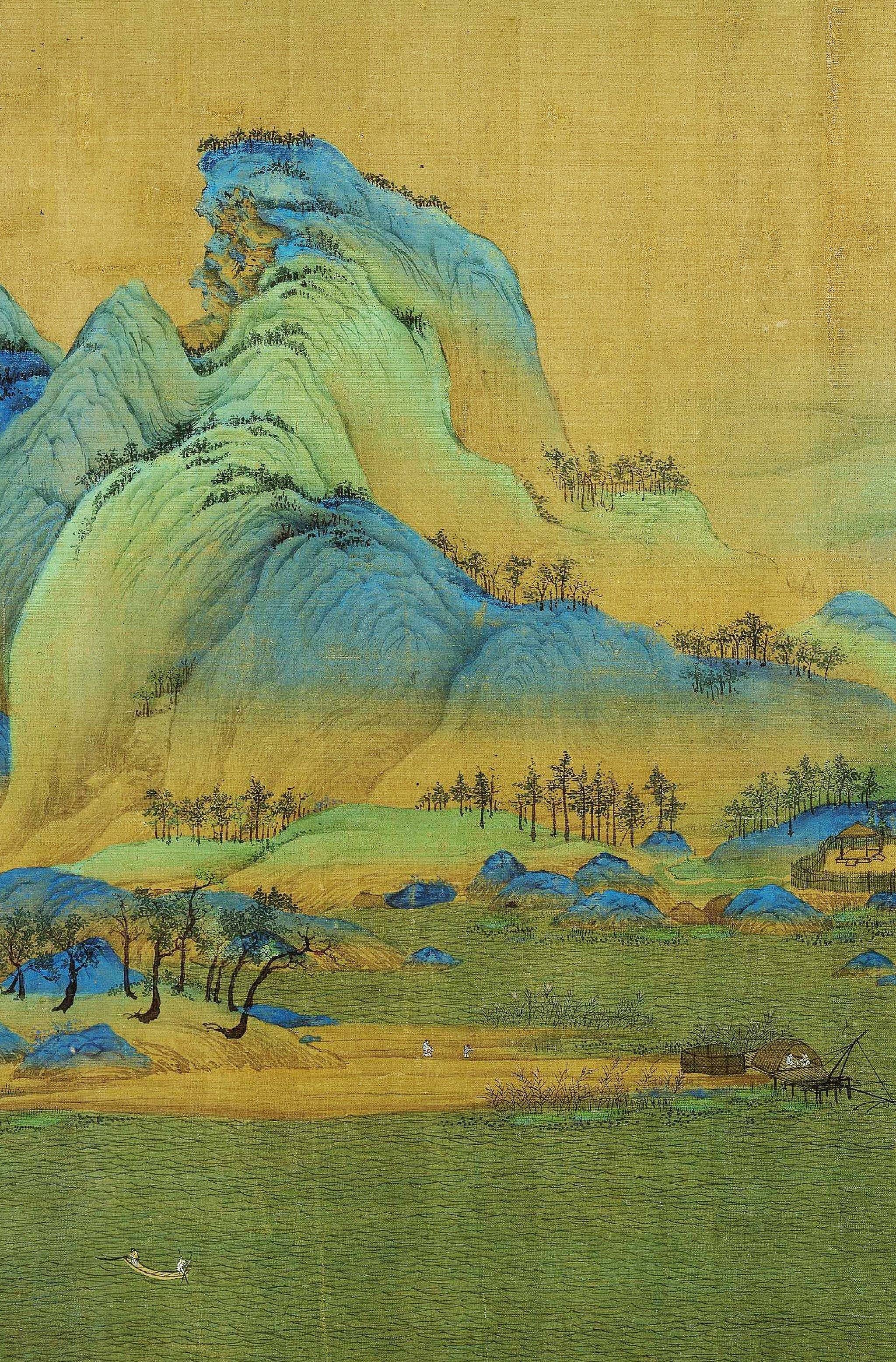 千里江山图*青绿色底色*绵延的山水*点缀的亭台楼阁_圈子-新氧美容