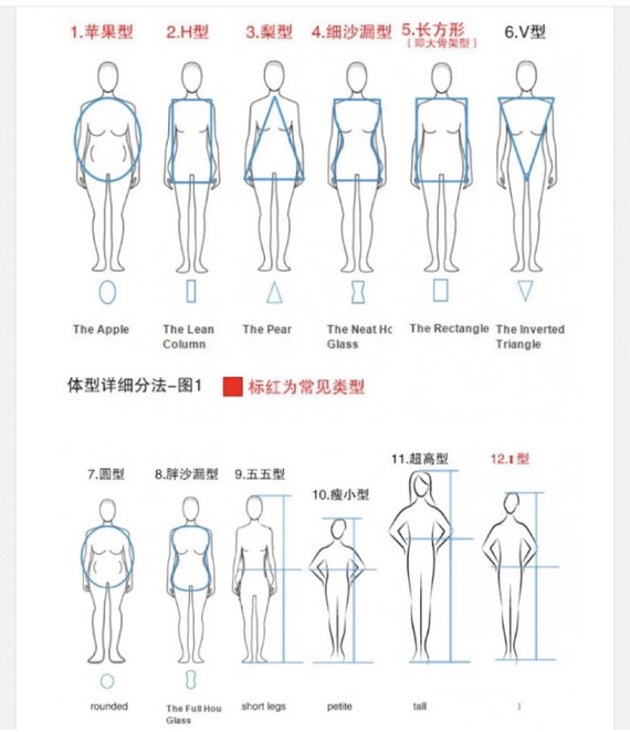 其次是分析自己的身材类型,结合大骨架和小骨架,身材凹凸曲线等综合